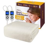 Airsenz Comfort Fleece Fully Fitted Super King Electric Blanket With Dual Controls - 9 Heat Settings And 12 Hour Timer