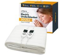 Airsenz Fully Fitted Double Electric Blanket With Dual Controllers - 9 Heat Settings And 12 Hour Timer