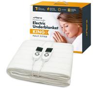 Airsenz Fully Fitted King Size Electric Blanket With Dual Controllers - 9 Heat Settings And 12 Hour Timer