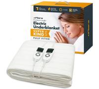 Airsenz Fully Fitted Super King Size Electric Blanket With Dual Controllers - 9 Heat Settings And 12 Hour Timer