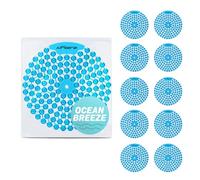 Airsenz Pearl Compact Urinal Mats - Box of 10 Urinal Screens - 30% Higher Fragrance Content than other Brands- 30-60 Day Odour Control - Biodegradable after 2 years (Ocean)