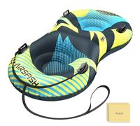 Airsfish Inflatable Snow Tube with Towable Leash, Large 2 Seats Snow Sled Heavy-Duty Cover Wear-Resistant & Anti-Freeze Material Sledding Tubes for Winter Skating Sports for Kids Adults