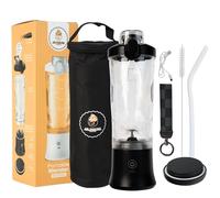 AirShaking Essentials Portable Smoothie Maker - Mini Cordless Personal Blender Bottle for Juice, Shakes, Fruit & Protein Powder - Leakproof Travel Base - USB-C Rechargeable, 15 Blends per Charge