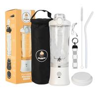 AirShaking Essentials Portable Smoothie Maker - Mini Cordless Personal Blender Bottle for Juice, Shakes, Fruit & Protein Powder - Leakproof Travel Base - USB-C Rechargeable, 15 Blends per Charge