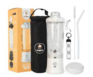AirShaking Essentials Portable Smoothie Maker - Mini Cordless Personal Blender Bottle for Juice, Shakes, Fruit & Protein Powder - Leakproof Travel Base - USB-C Rechargeable, 15 Blends per Charge