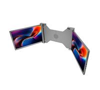 Airshi 14 Inch Screen Extender, Simple Operation 14 Inch Triple Portable Monitor 16:10 Display Ratio Plug and Play Silver with Retractable Stand for Gaming (Silver)