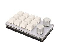 Airshi Mini Keyboard, Wired Plug and Play One-handed Keyboard 12 Keys DIY General Programmable Blue Switch with 2 Buttons for Computer (Milky White)