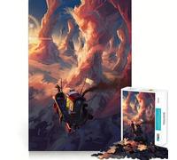 Airship Adventure in A Canyon Landscape Jigsaw for Teenagers1000 Pieces Calm Game Bright Color Fun Challenge Christmas Surprise (38x26cm)