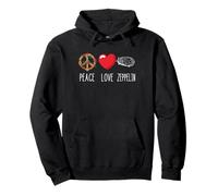 Airship Zepelin Navigable Blimp Love Peace Zeppelin Pullover Hoodie