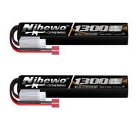Airsoft Battery Rechargeable 11.1V 1300mAh 3S Lipo Battery 20C with Dean-Style T Plug for AEG Airsoft Gun/Rifle RC Models (2packs)