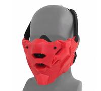 Airsoft Half Face Mask,Tactical Face Protection Paintball Mesh Mask With Breathable Ventilation Adjustable Strap Ear Protection Demon Style For CS Games Hunting