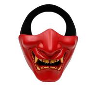Airsoft Half Face Masks, Evil Demon Monster Kabuki Samurai Hannya Oni Half Face Protective Masks for Masquerade Ball, Party, Halloween, Cs War Game, BB Gun(Red)