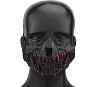 Airsoft Half Face Skull Masks，Tactical Face Protection Mesh Mask for Halloween Cosplay Paintball CS Hunting Cosply/Breathable/Adjustable