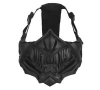 Airsoft Half Face Skull Oni Masks Tactical Iron Mesh Samurai Mask, for Paintball, Movie Props and Halloween Cosplay(Red)