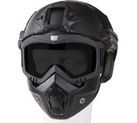 Airsoft Helmet and Mask,with Detachable Adjustable Goggles Airsoft Full Face Masks Protection,Tactical Military CS Game Gear （Black）