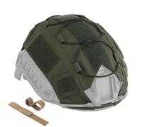 Airsoft Paintball Tactical Helmet Cover, Camouflage Wrap with Bungee Cord Retention and Hook-and-Loop Patch Panels, NVG Shroud Cutout, Fits Most High/Mid-Cut Bump Helmets(Green,M)