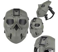 Airsoft Protective Mask Set Full Face Mask with Ear Protection for Adult Men Women BBS Paintball Shooting CS Survival Games Cosplay(Green(mask))