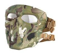 Airsoft Skull Mask,Adjustable Tactical Full Face Protective Masks for Cs Paintball Wargame Halloween Cosplay Costume Party (Camouflage Green)