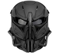 Airsoft Skull Mask, Full Face Protective Mask with Clear PC Lens, Ventilation, Sponge Cushion, Adjustable Fit for Paintball, CS Cosplay, Halloween, Outdoor Activities