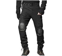 Airsoft Tactical Trousers Men's Combat Military Style Multi-Pockets Outdoor Work Hiking Shooting Hunting Paintball Pants with Kneepads Black