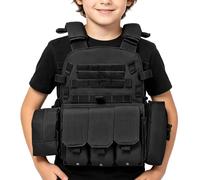 Airsoft Vest Kids - Adjustable Multiple Pouches Protective Gear,Security Kids Vest,for Outdoor Hunting Training Paintball Cosplay Costume Role Play Combat Battle Guard