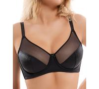 Airsong Sexy Bras for Women Sheer Shimmery Mesh Bra Thin Unlined Underwire Support See Through Bralette 34D-42F, Black, 40DD