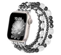 AIRSPO Gold Beaded Bracelets Compatible for Apple Watch Band 38mm 40mm 41mm 42mm 44mm 45mm Women, Fashion Handmade Dressy iPhone Watch Bands Elastic Strap for iWatch Series SE 8 7 6 5 4 3 2 1 (Gray