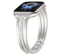 AIRSPO Slim Gold Band Compatible with Apple Watch 38mm 40mm 41mm 42mm 44mm 45mm 46mm Women Thin Metal Strap Dressy Jewelry Bracelet with Bling Diamond for iWatch Bands Series 10 9 8 7 6 5 4 3 SE