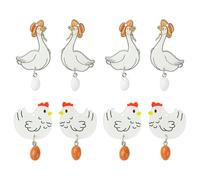 Airssory 10 Pairs 2 Styles Chicken Duck with Eggs Printed Acrylic Charms Farm Animals Charms for DIY Jewellery Bracelet Necklace Earring Bag Keychain Phone Decor
