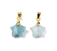 Airssory 10 pcs 12MM Star Shaped Natural Amazonite Gemstone Charms Celestial Twinkle Star Stone Charms for DIY Jewellery Bracelet Necklace Earring Bag Keychain Decor