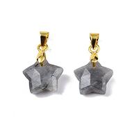 Airssory 10 pcs 12MM Star Shaped Natural Labradorite Gemstone Charms Celestial Twinkle Star Stone Charms for DIY Jewellery Bracelet Necklace Earring Bag Keychain Decor