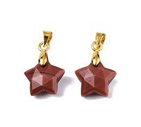 Airssory 10 pcs 12MM Star Shaped Natural Red Jasper Gemstone Charms Celestial Twinkle Star Stone Charms for DIY Jewellery Bracelet Necklace Earring Bag Keychain Decor