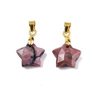 Airssory 10 pcs 12MM Star Shaped Natural Rhodonite Gemstone Charms Celestial Twinkle Star Stone Charms for DIY Jewellery Bracelet Necklace Earring Bag Keychain Decor