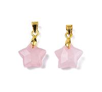 Airssory 10 pcs 12MM Star Shaped Natural Rose Quartz Gemstone Charms Celestial Twinkle Star Stone Charms for DIY Jewellery Bracelet Necklace Earring Bag Keychain Decor