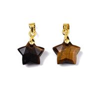 Airssory 10 pcs 12MM Star Shaped Natural Tiger Eye Gemstone Charms Celestial Twinkle Star Stone Charms for DIY Jewellery Bracelet Necklace Earring Bag Keychain Decor