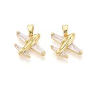 Airssory 10 pcs 13.5x17mm Golden Colour Airplane Charms Brass Cubic Zirconia Plane Flying Flight Charms for DIY Jewellery Bracelet Necklace Earring Bag Keychain Decor