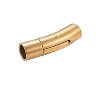 Airssory 10 Pcs 304 Stainless Steel Bayonet Clasps Column Golden Curved Tube Column Clasps Connectors for Bracelets Necklaces Buckle Jewelry Making - Hole: 6mm