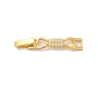 Airssory 10 pcs Golden Color Bowknot Shape Brass Cubic Zirconia Watch Band Clasps Bow Fold Over Extender Clasps for DIY Jewellery Making Watch Straps Bracelet Necklace Findings-33×5.5mm