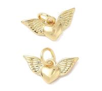 Airssory 10 pcs Golden Colour Brass Heart with Wings Charms Sweet Love Charms for DIY Jewellery Necklace Bracelet Earring Crafts Bag Keychain Phone Decor
