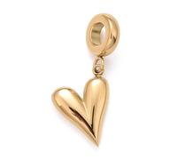 Airssory 10 pcs Golden Colour Heart Shaped European Dangle Charms Sweet Love Heart Large Hole Charms for DIY Jewellery Bracelet Necklace Earring Bag Keychain Phone Decor