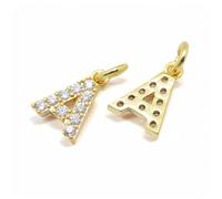 Airssory 10 pcs Golden Colour Mini Letter A Charms Brass Cubic Zirconia Alphabet Initial Charms for DIY Jewellery Bracelet Necklace Earring Bag Keychain Decor