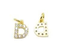 Airssory 10 pcs Golden Colour Mini Letter D Charms Brass Cubic Zirconia Alphabet Initial Charms for DIY Jewellery Bracelet Necklace Earring Bag Keychain Decor