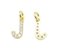 Airssory 10 pcs Golden Colour Mini Letter J Charms Brass Cubic Zirconia Alphabet Initial Charms for DIY Jewellery Bracelet Necklace Earring Bag Keychain Decor