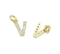 Airssory 10 pcs Golden Colour Mini Letter V Charms Brass Cubic Zirconia Alphabet Initial Charms for DIY Jewellery Bracelet Necklace Earring Bag Keychain Decor
