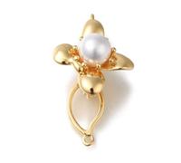 Airssory 10 pcs Leaf with Plastic Imitation Pearl Brass Fold Over Clasps Flower Shape Folding Extender Clasps for Bracelet Earrings Necklace Anklets DIY Jewellery Making Connector-35×20mm