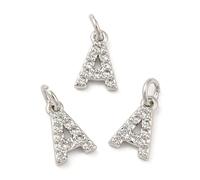 Airssory 10 pcs Mini Letter A Charms Brass Cubic Zirconia Alphabet Initial Charms for DIY Jewellery Bracelet Necklace Earring Bag Keychain Decor