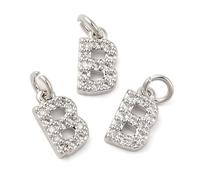 Airssory 10 pcs Mini Letter B Charms Brass Cubic Zirconia Alphabet Initial Charms for DIY Jewellery Bracelet Necklace Earring Bag Keychain Decor