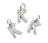 Airssory 10 pcs Mini Letter K Charms Brass Cubic Zirconia Alphabet Initial Charms for DIY Jewellery Bracelet Necklace Earring Bag Keychain Decor