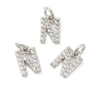Airssory 10 pcs Mini Letter N Charms Brass Cubic Zirconia Alphabet Initial Charms for DIY Jewellery Bracelet Necklace Earring Bag Keychain Decor