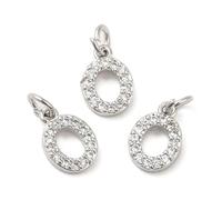 Airssory 10 pcs Mini Letter O Charms Brass Cubic Zirconia Alphabet Initial Charms for DIY Jewellery Bracelet Necklace Earring Bag Keychain Decor